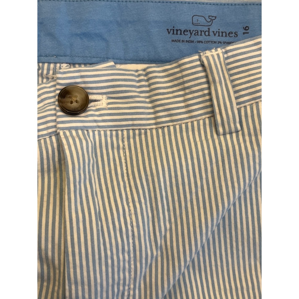 Vineyard Vines Boys Blue White Striped Seersucker Chino Pants Size 16 Adjustable